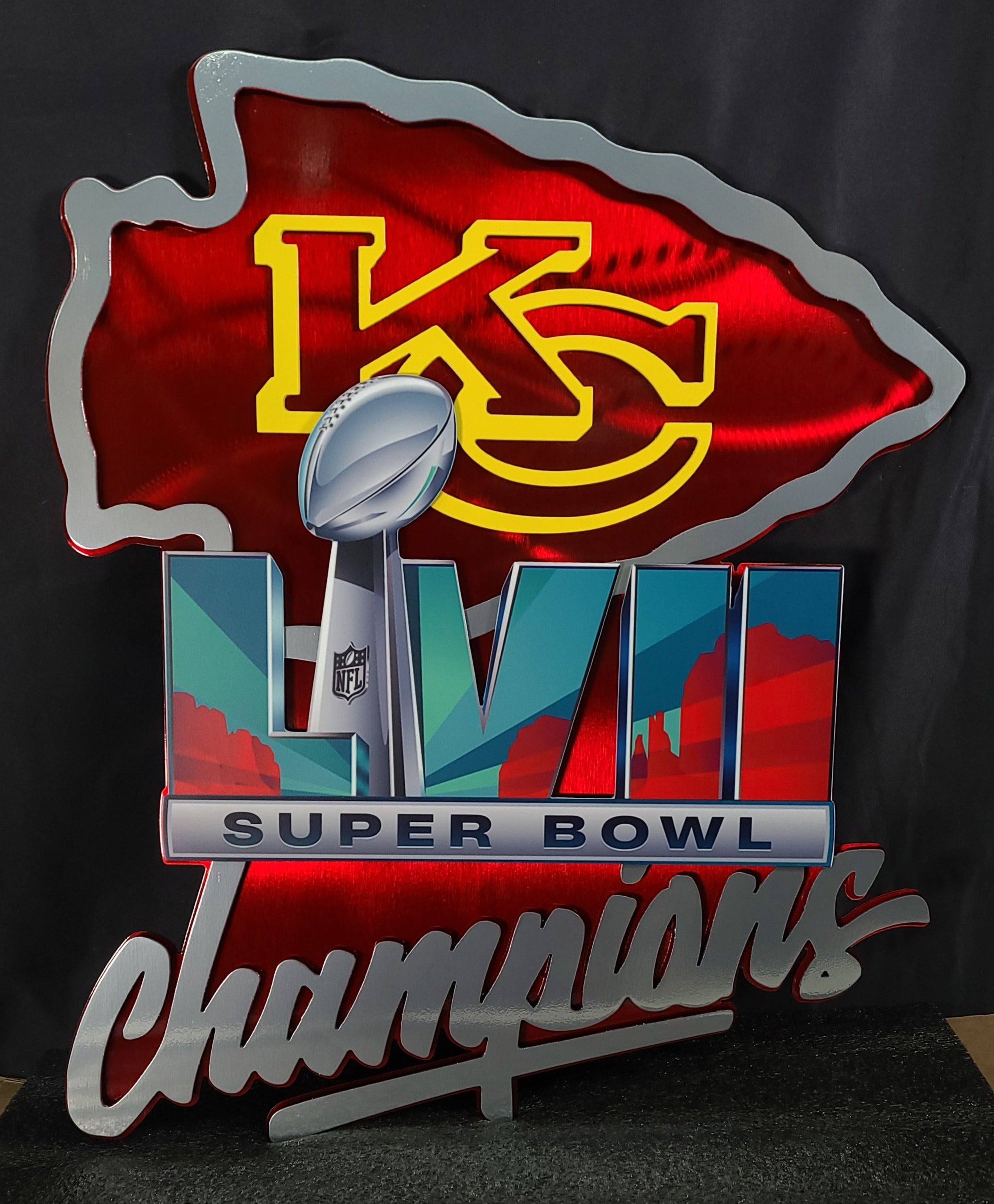 Kansas City Chiefs Super Bowl LVII Champions 20 Steel Logo Sign